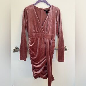 Forever 21 Dusty Rose Velvet Long Sleeve Dress